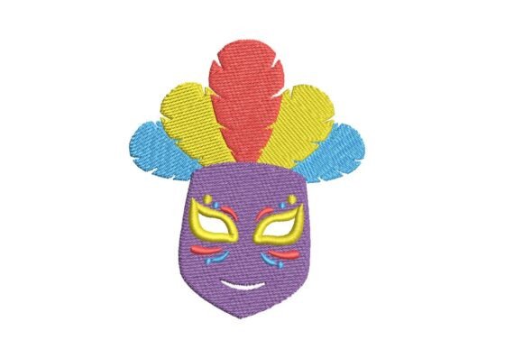 Colorful Feathered Carnival Mask Embroidery Design