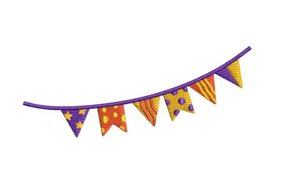 Colorful Festive Bunting Banner Embroidery