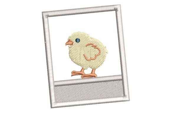 Cute Baby Chick in Photo Frame Embroidery Design