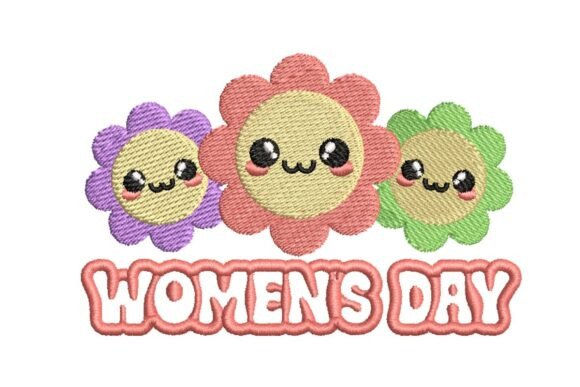 Cute Floral Women's Day Embroidery Design