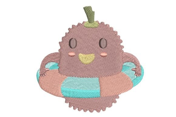 Cute Kiwi Bird in Life Buoy Embroidery Design