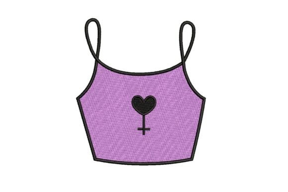 Female Symbol Heart Crop Top Embroidery Design