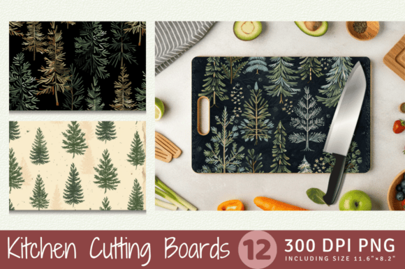 Pine Trees Embroidery Cutting Boards Sub