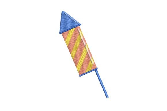 Playful Striped Firework Rocket Embroidery Design