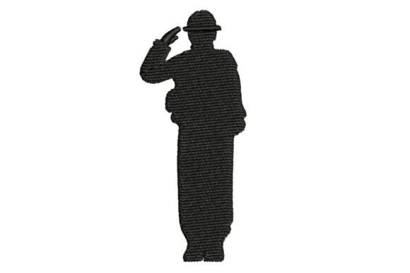 Soldier Saluting Silhouette Embroidery Design