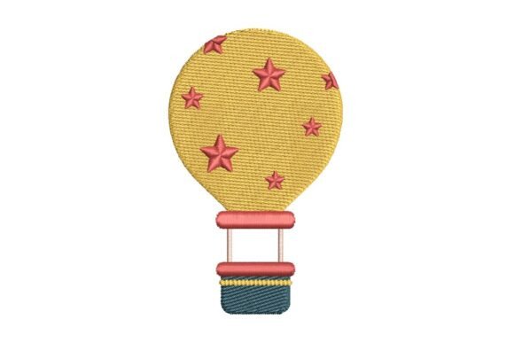 Star-Adorned Hot Air Balloon Embroidery Design