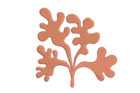 Stylized Rhodymenia Seaweed Embroidery Design