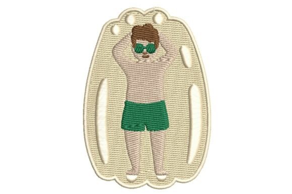 Sunbather on Yellow Pool Floatie Embroidery